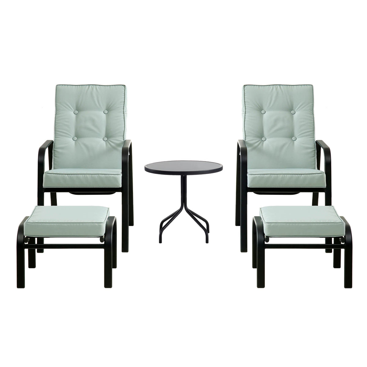 Champneys 2-Seater Steel and Fabric Outdoor Reclining Bistro Set with Stool, Sage Green — view 7
