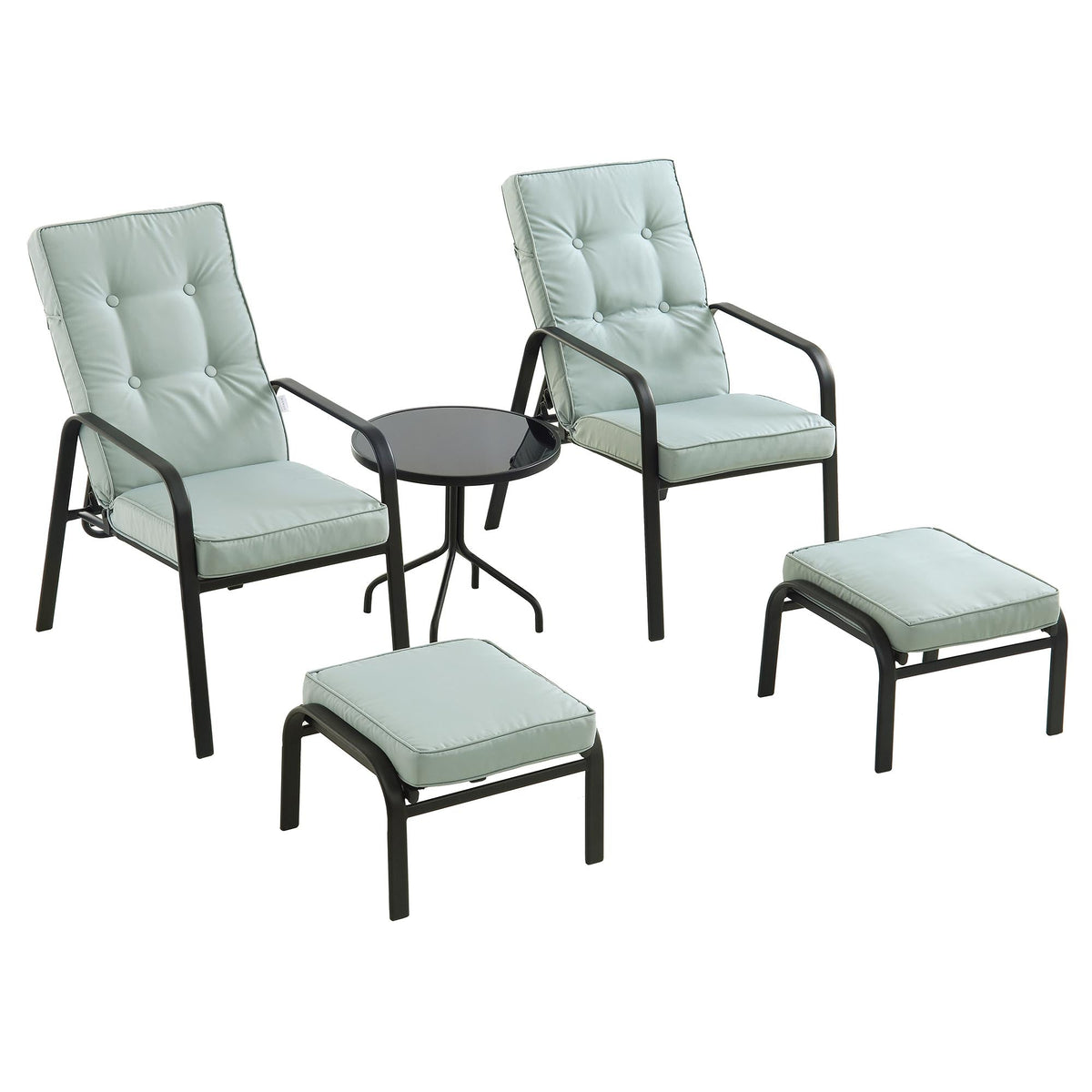 Champneys 2-Seater Steel and Fabric Outdoor Reclining Bistro Set with Stool, Sage Green — view 8