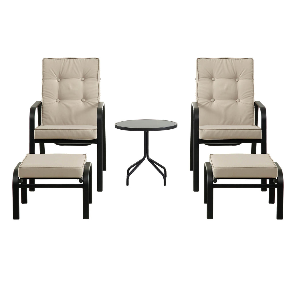 Champneys 2-Seater Steel and Fabric Outdoor Reclining Bistro Set with Stool, Taupe — view 8