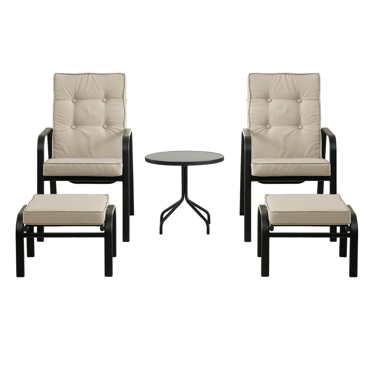 Champneys 2-Seater Steel and Fabric Outdoor Reclining Bistro Set with Stool, Taupe — view 8