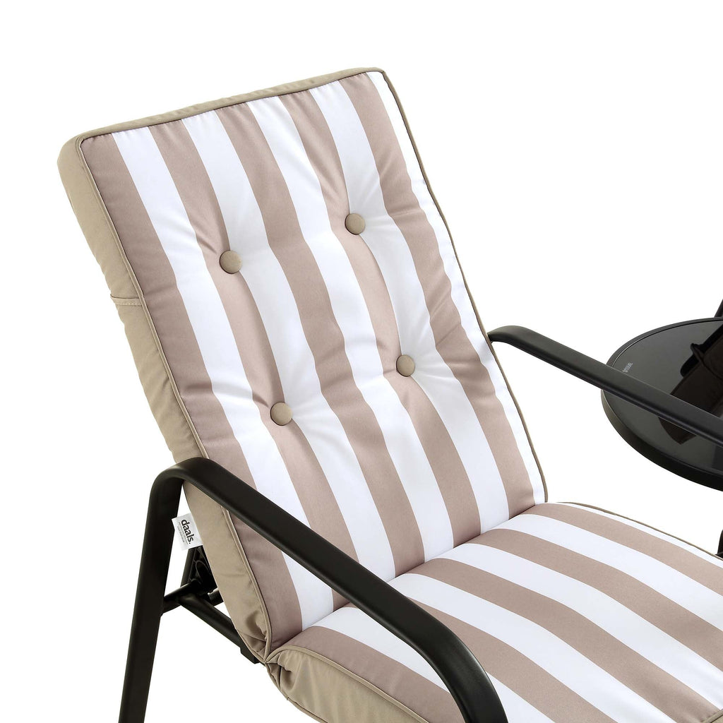 Champneys 2-Seater Steel and Fabric Outdoor Reclining Bistro Set with Stool, Taupe — view 9