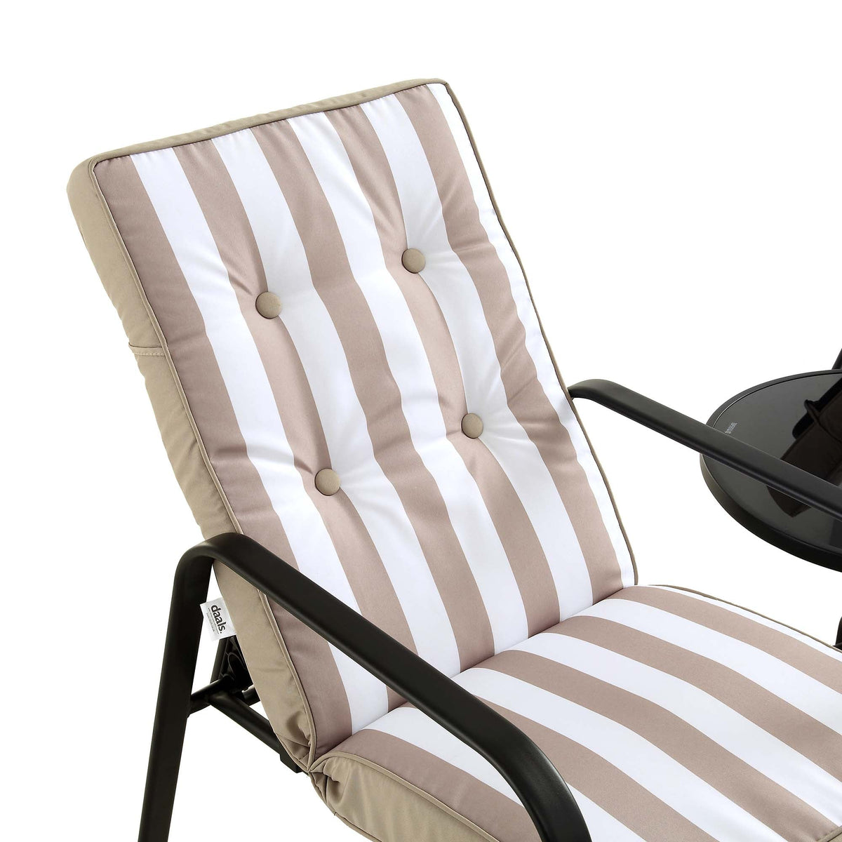 Champneys 2-Seater Steel and Fabric Outdoor Reclining Bistro Set with Stool, Taupe — view 9