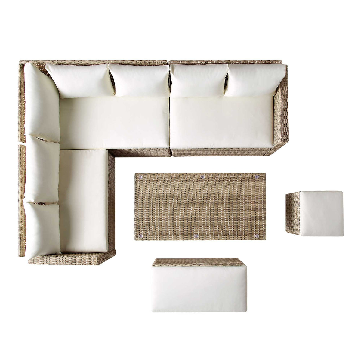 Granchester Rattan Rectangular Corner Dining Sofa Set with Rising Table, Natural — view 10