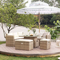 Granchester Rattan Rectangular Corner Dining Sofa Set with Rising Table, Natural — garden dining set from 2nd Time Around