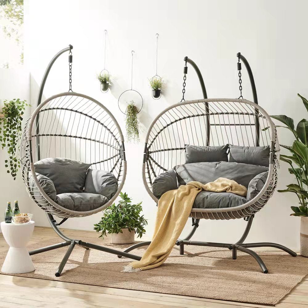 Harrington Rattan + Rope Indoor Outdoor Single Hanging Chair — view 2