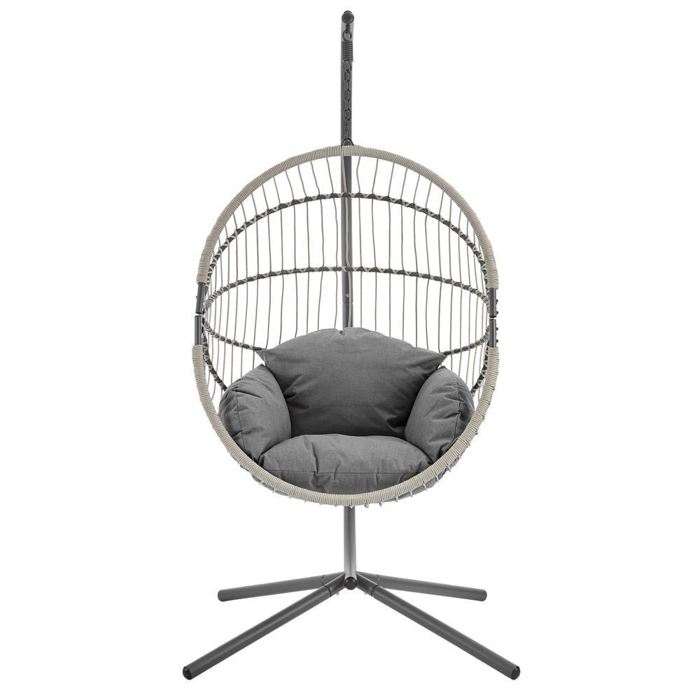 Harrington Rattan + Rope Indoor Outdoor Single Hanging Chair — view 3