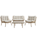 Marlowe Wicker and Aluminium Frame Sofa Set, Natural — garden sofa from 2nd Time Around
