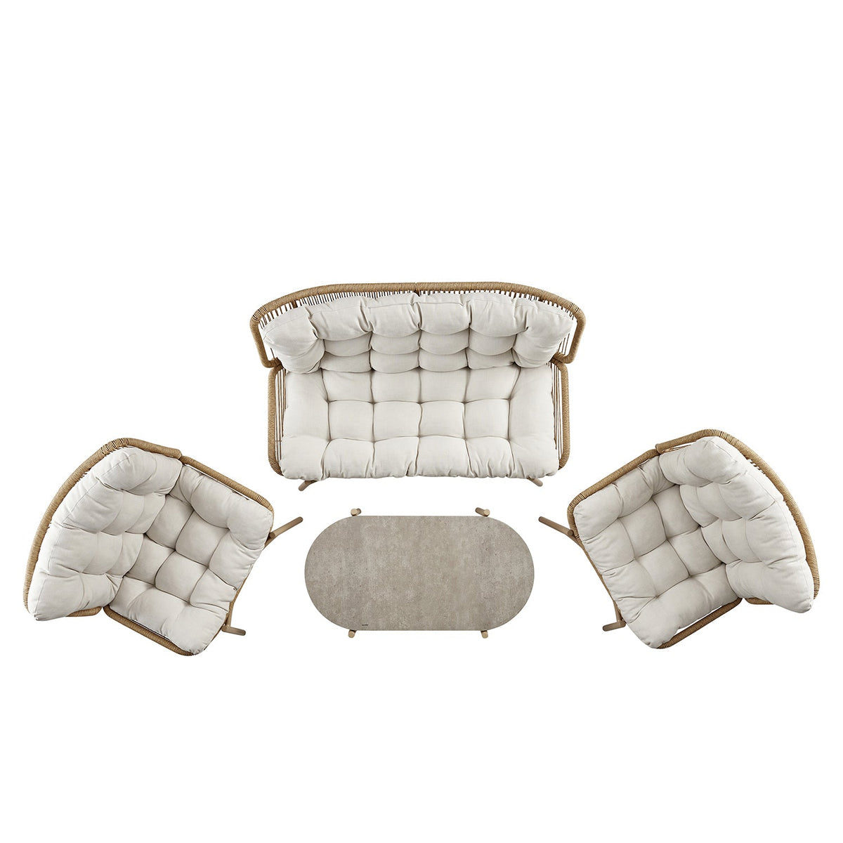 Marlowe Wicker and Aluminium Frame Sofa Set, Natural — view 6