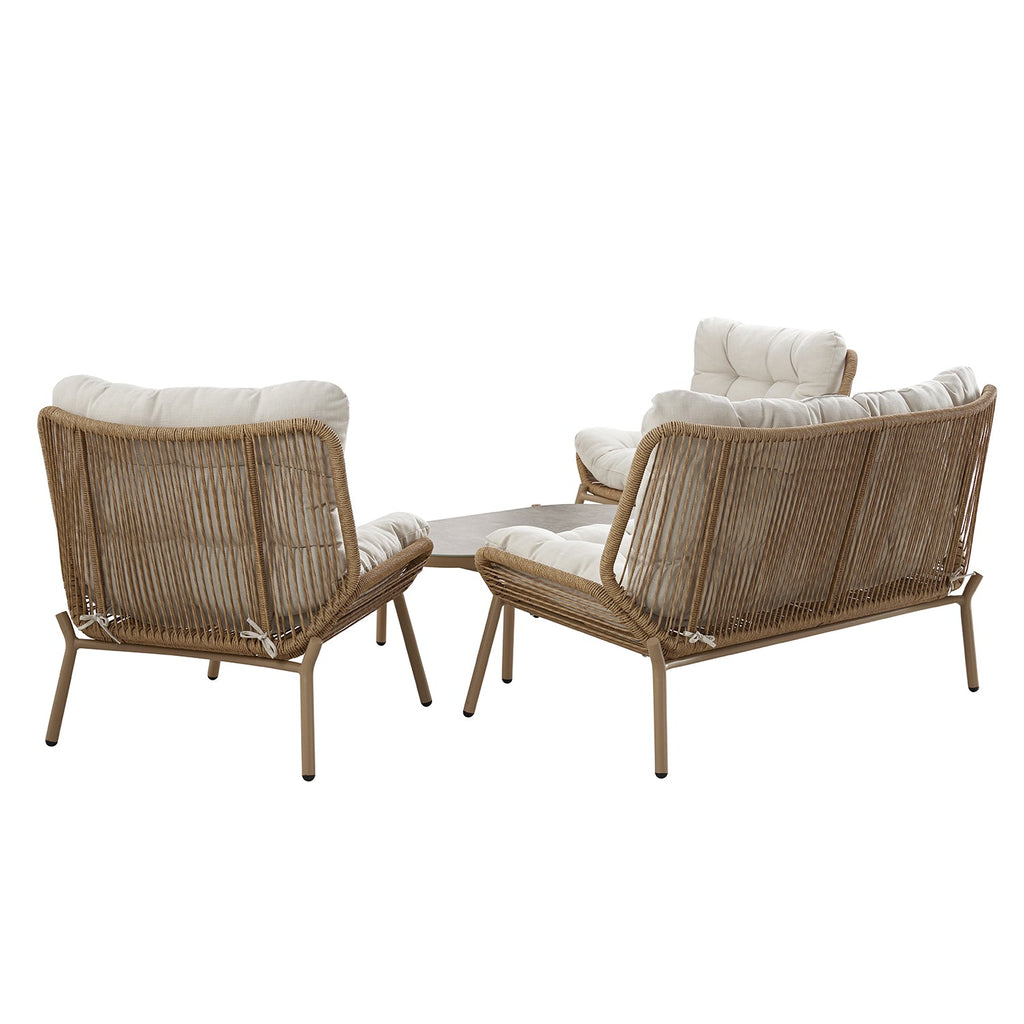 Marlowe Wicker and Aluminium Frame Sofa Set, Natural — view 7