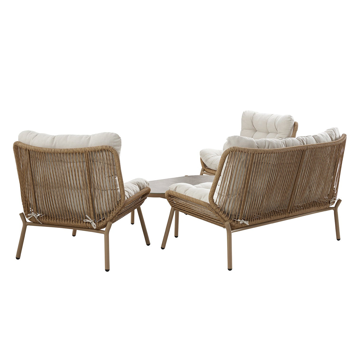 Marlowe Wicker and Aluminium Frame Sofa Set, Natural — view 7