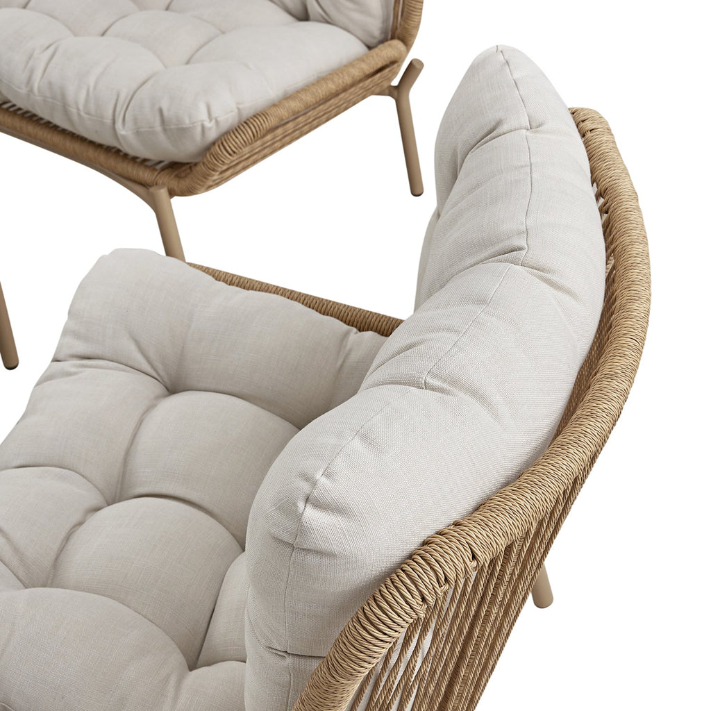 Marlowe Wicker and Aluminium Frame Sofa Set, Natural — view 9