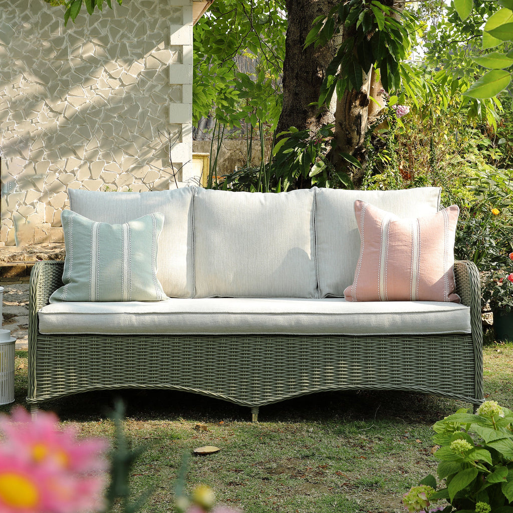 Hampshire 7-Seater Round Wicker Rattan Sofa Set with Rising Table, Desert Sage — view 6