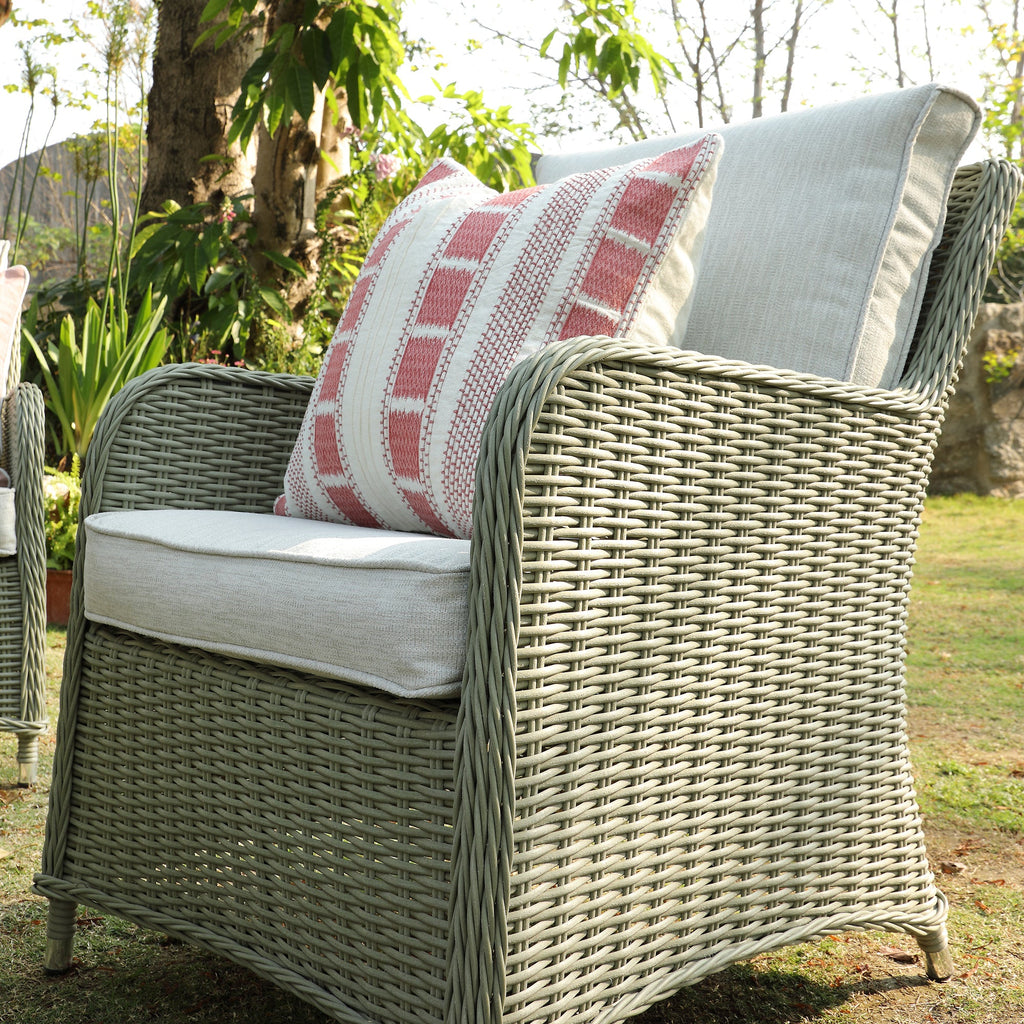 Hampshire 7-Seater Round Wicker Rattan Sofa Set with Rising Table, Desert Sage — view 8