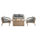 Manresa Rope 5-Seater Firepit Sofa Set, Natural and Grey — fire pit from 2nd Time Around