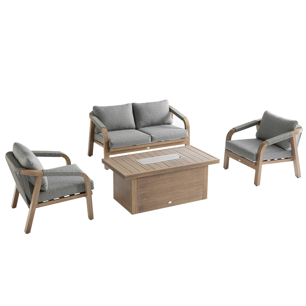 Manresa Rope 5-Seater Firepit Sofa Set, Natural and Grey — view 4