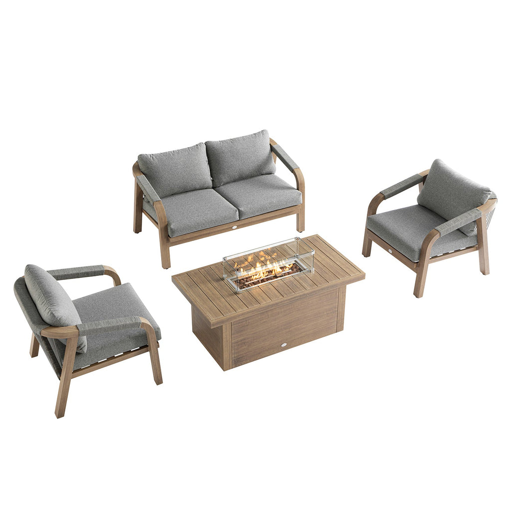 Manresa Rope 5-Seater Firepit Sofa Set, Natural and Grey — view 5