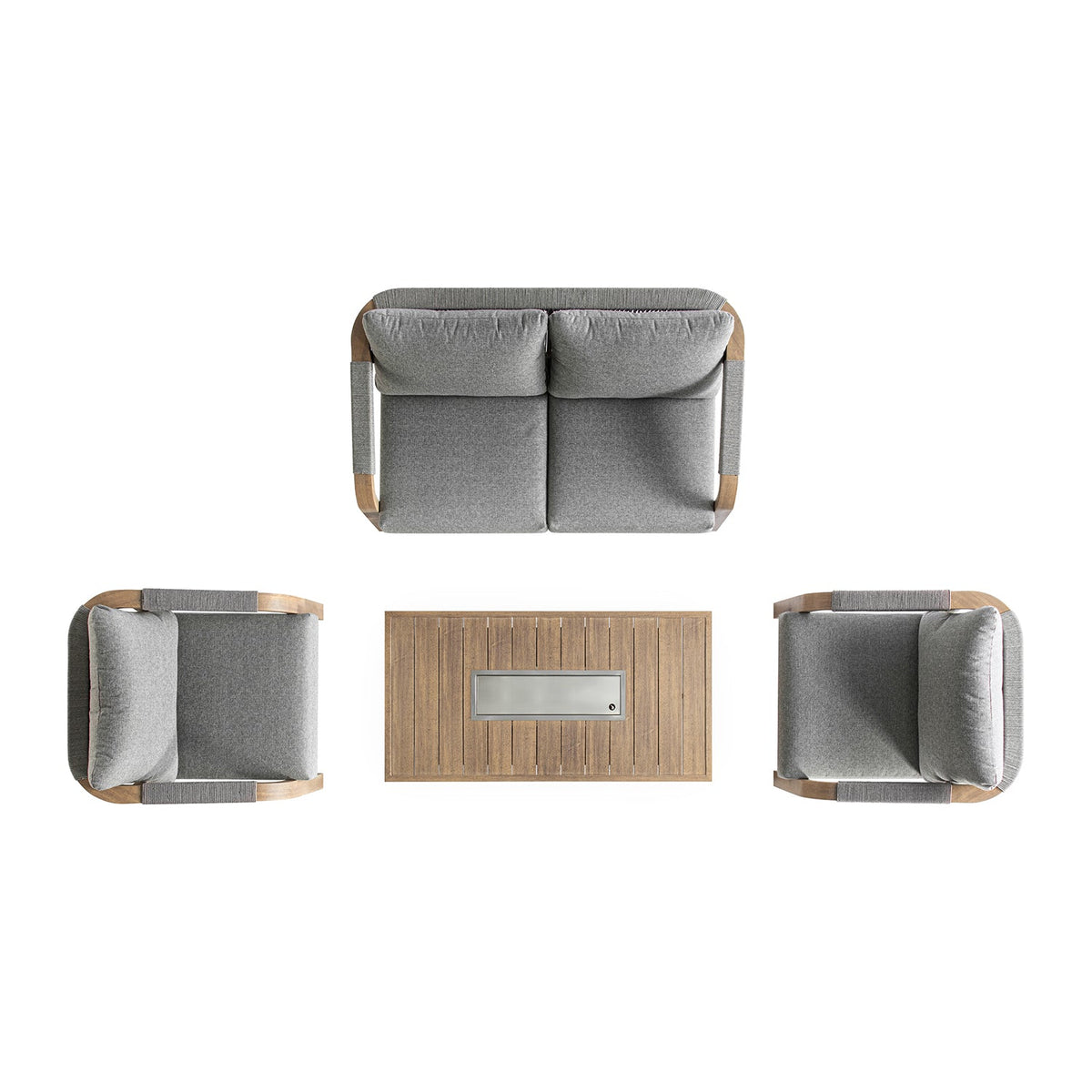 Manresa Rope 5-Seater Firepit Sofa Set, Natural and Grey — view 6