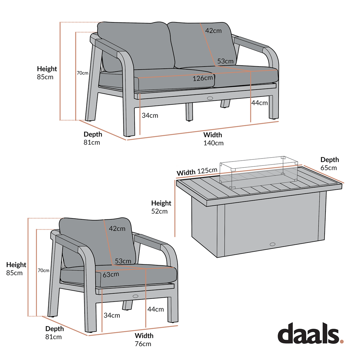 Manresa Rope 5-Seater Firepit Sofa Set, Natural and Grey — view 3
