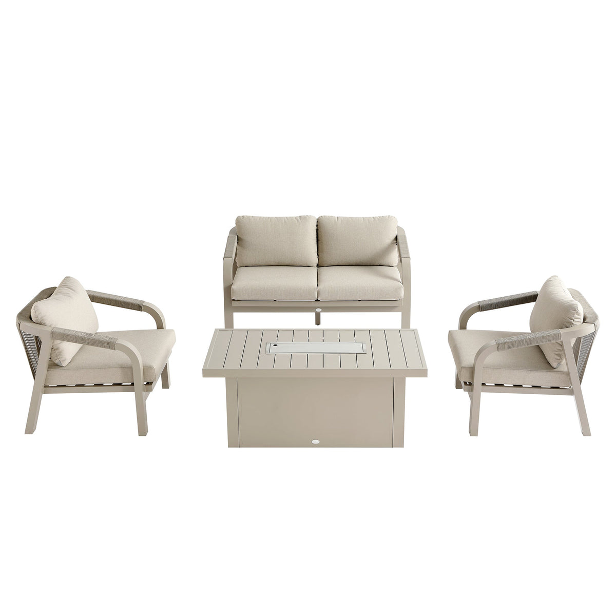Manresa Rope 5-Seater Firepit Sofa Set, Taupe and Beige — view 7