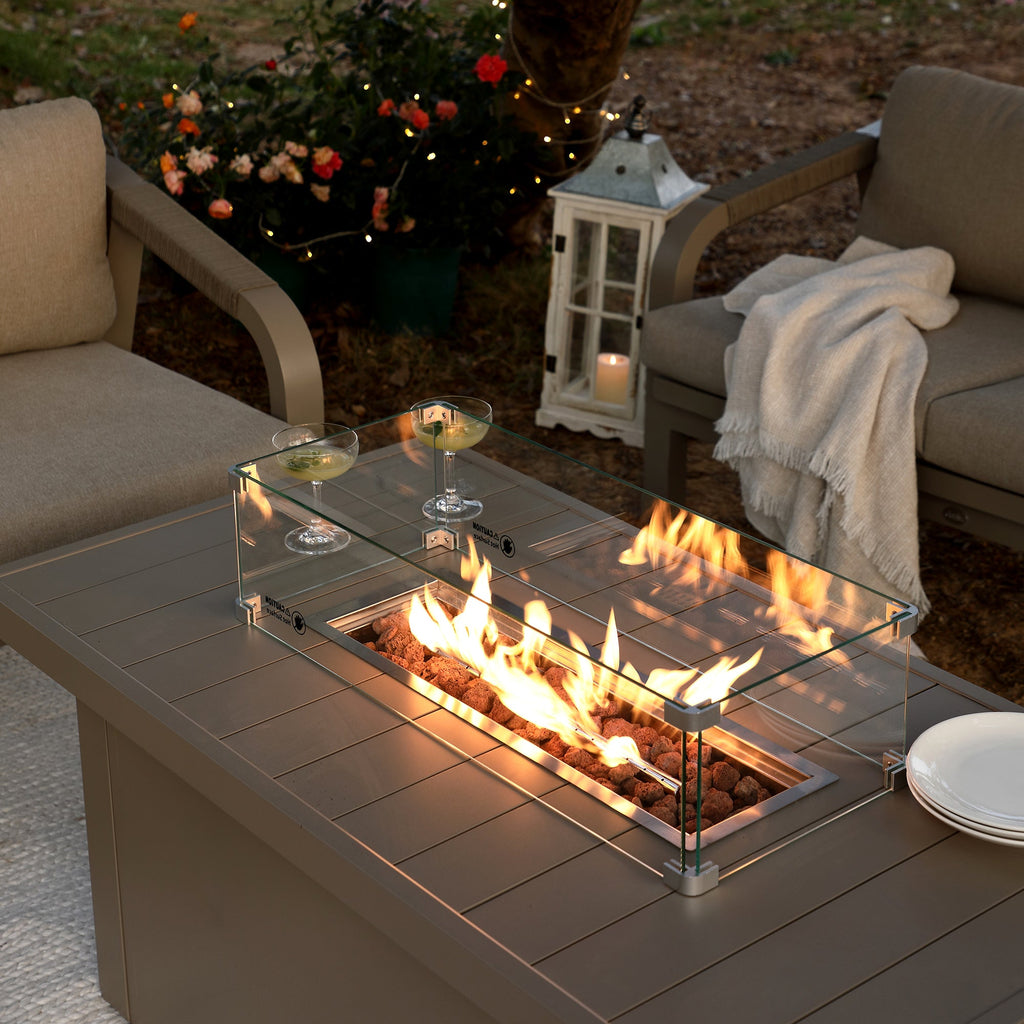 Manresa Rope 5-Seater Firepit Sofa Set, Taupe and Beige — view 3
