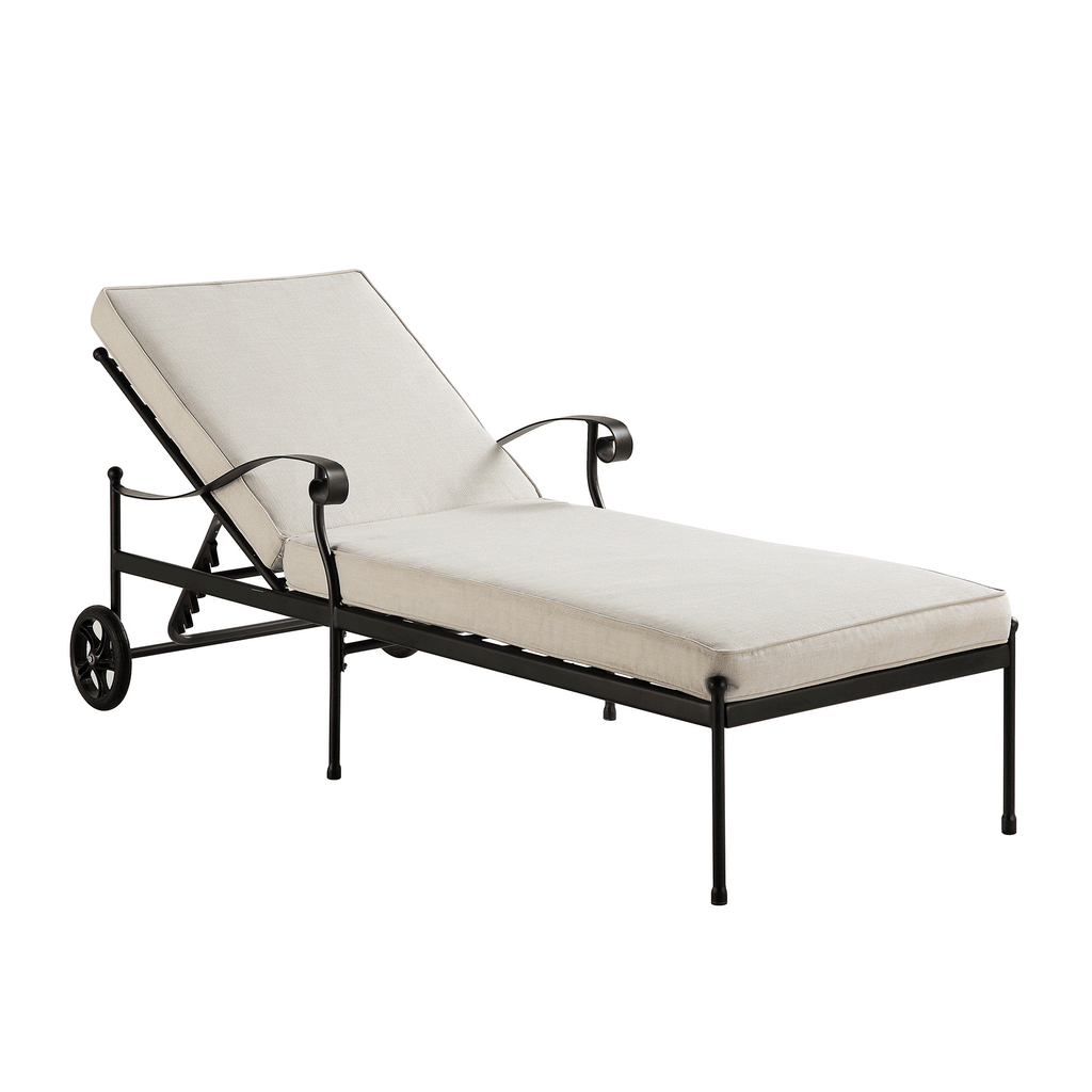 Haymes Metal Sun Lounger with Wheels, Beige — view 7