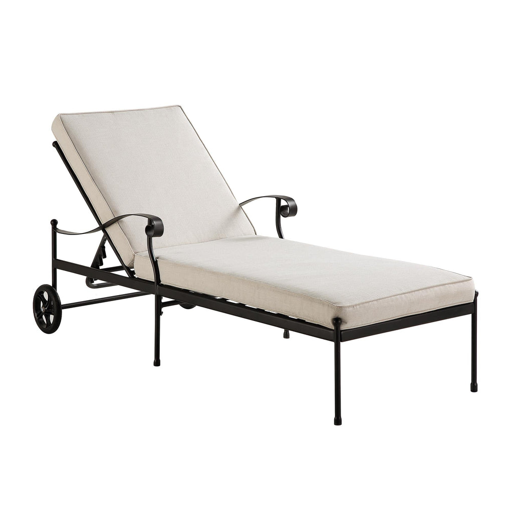Haymes Metal Sun Lounger with Wheels, Beige — view 4