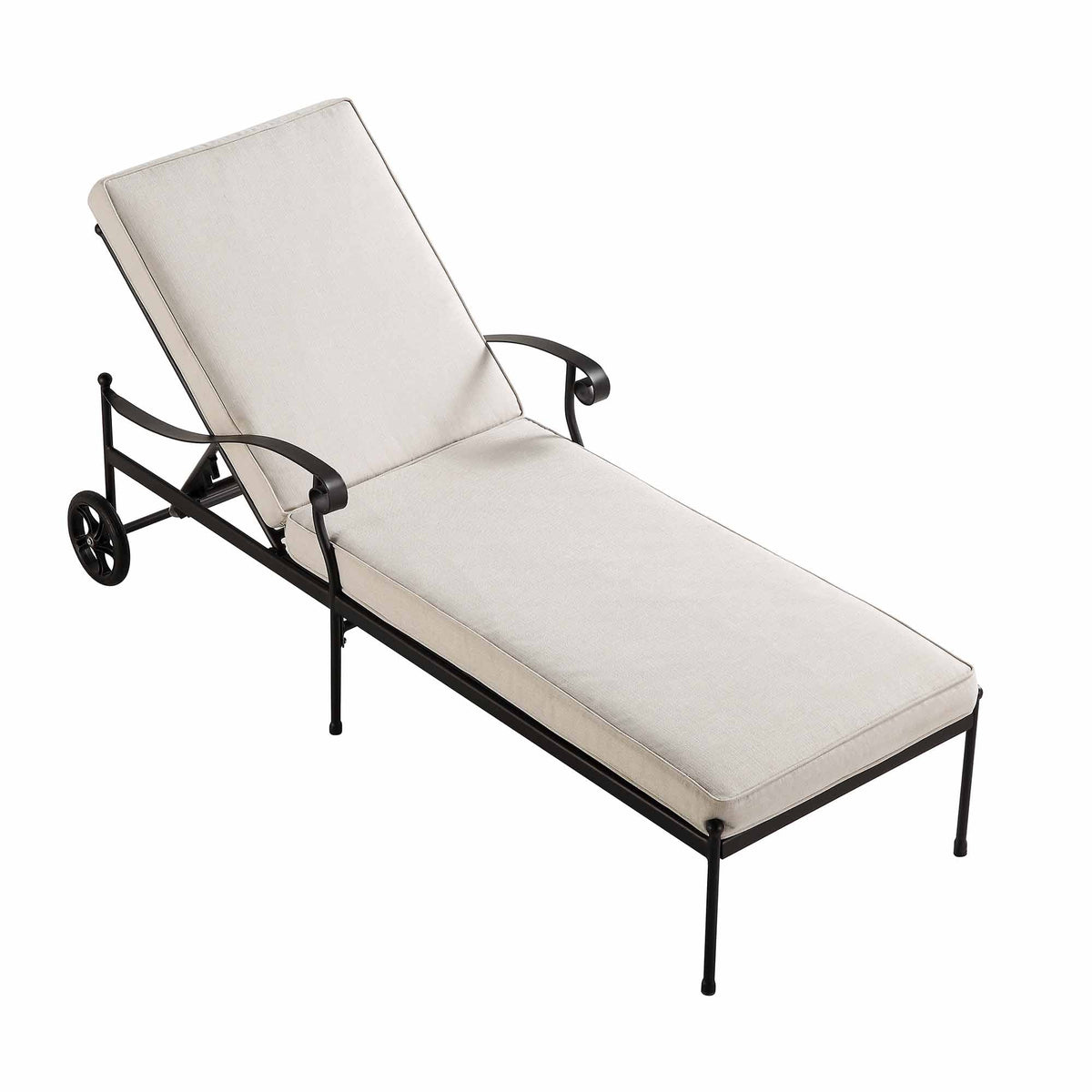 Haymes Metal Sun Lounger with Wheels, Beige — view 5