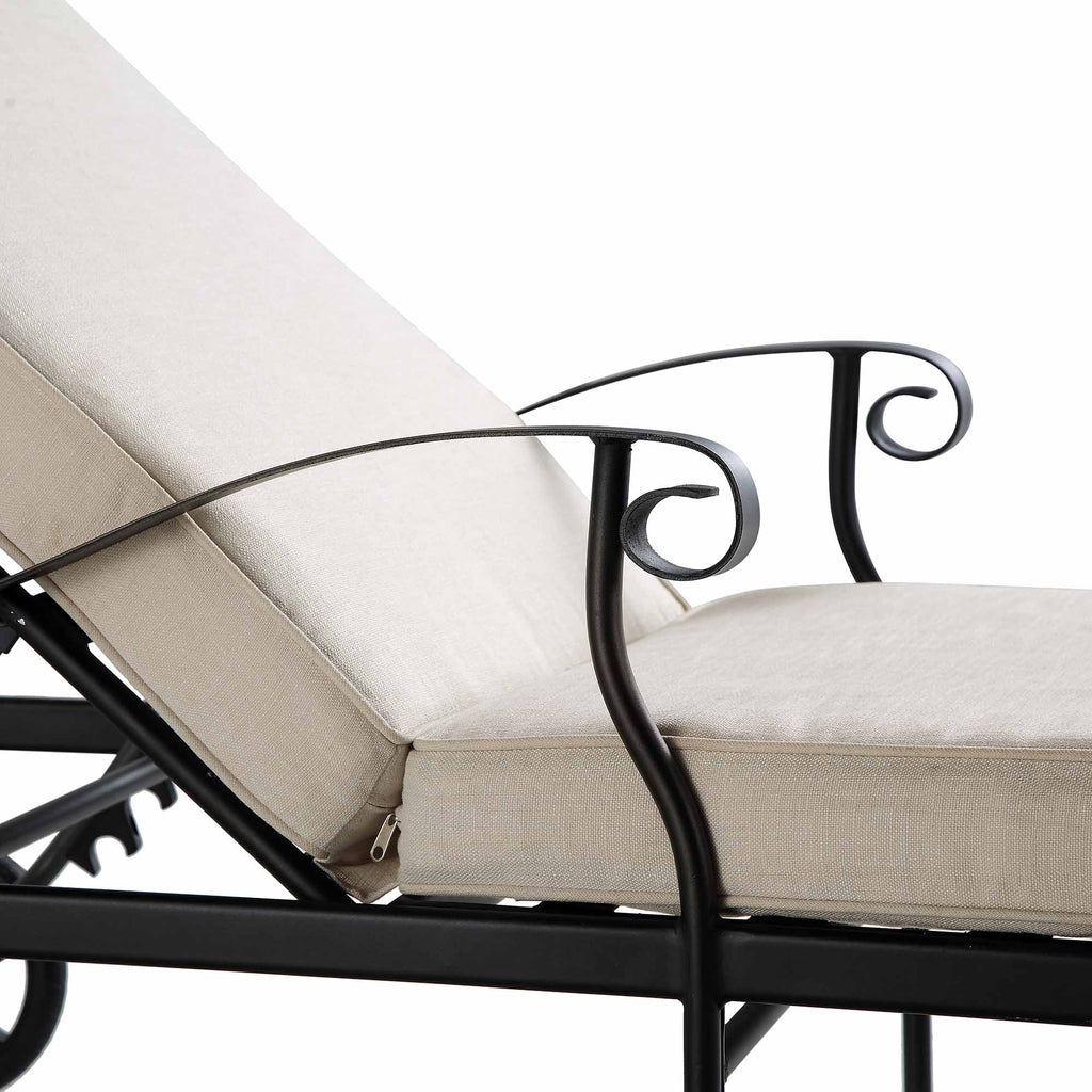 Haymes Metal Sun Lounger with Wheels, Beige — view 9