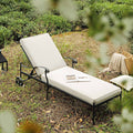 Haymes Metal Sun Lounger with Wheels, Beige — garden chair from 2nd Time Around