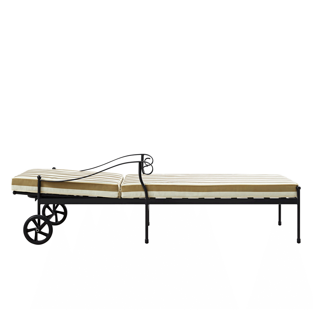 Haymes Metal Sun Lounger with Wheels, Khaki Stripe — view 2