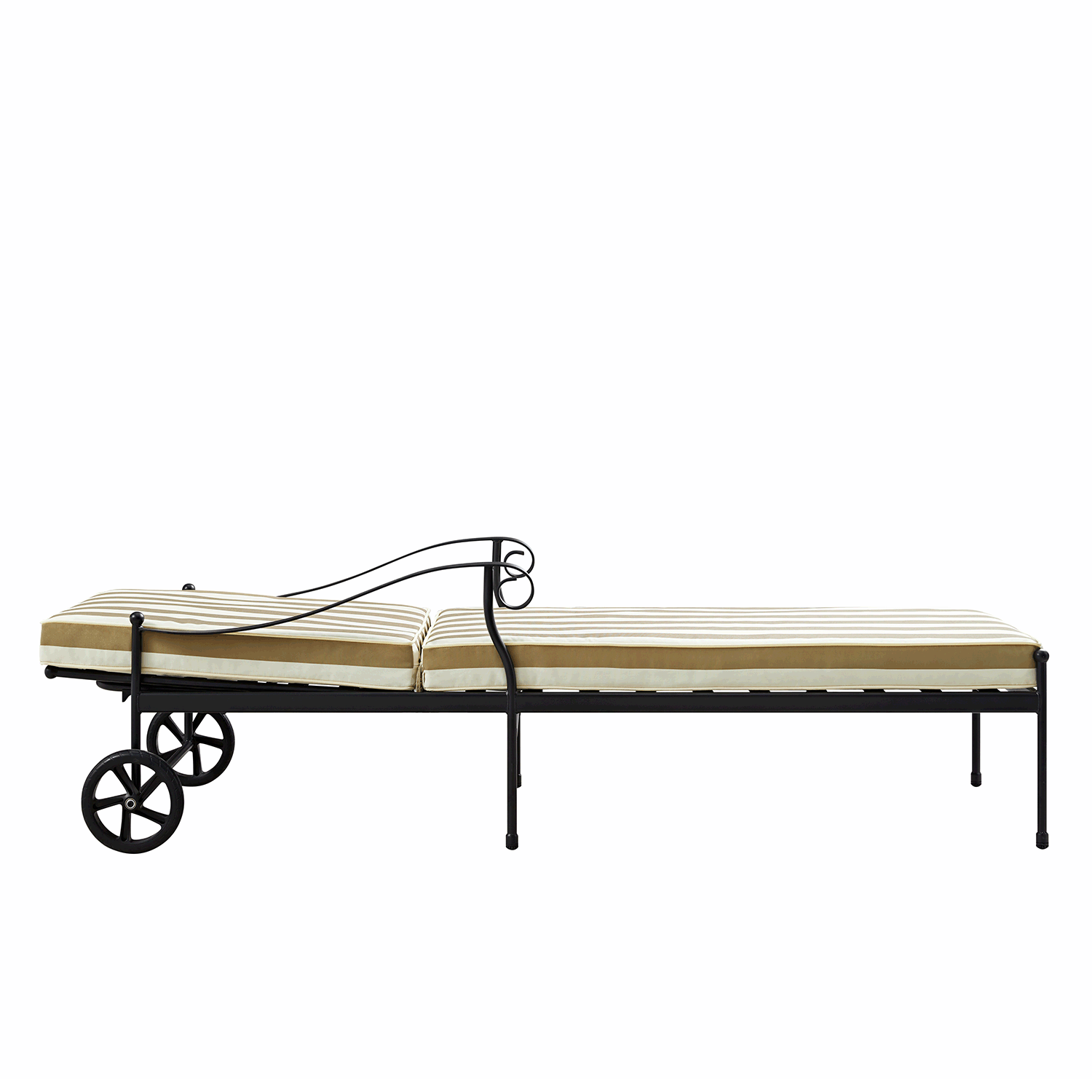 Haymes Metal Sun Lounger with Wheels, Khaki Stripe — view 2