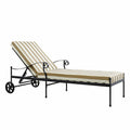 Haymes Metal Sun Lounger with Wheels, Khaki Stripe — garden chair from 2nd Time Around