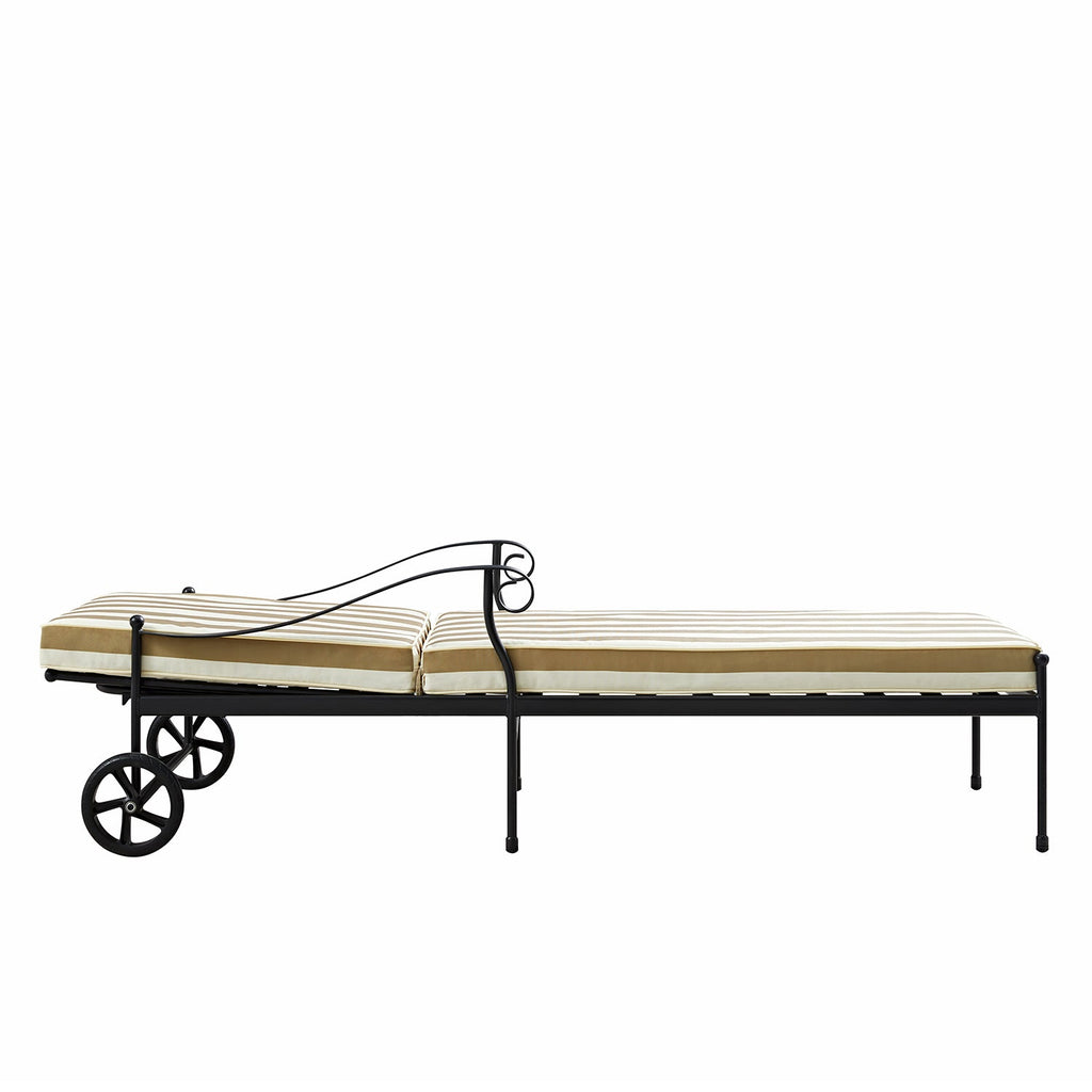 Haymes Metal Sun Lounger with Wheels, Khaki Stripe — view 4