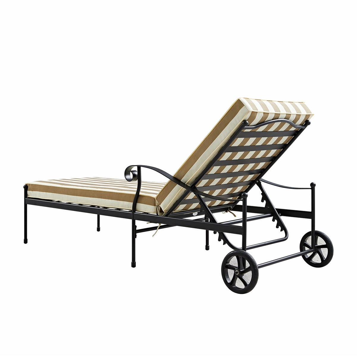 Haymes Metal Sun Lounger with Wheels, Khaki Stripe — view 5