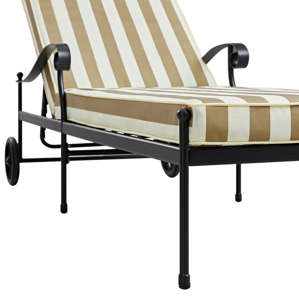 Haymes Metal Sun Lounger with Wheels, Khaki Stripe — view 6