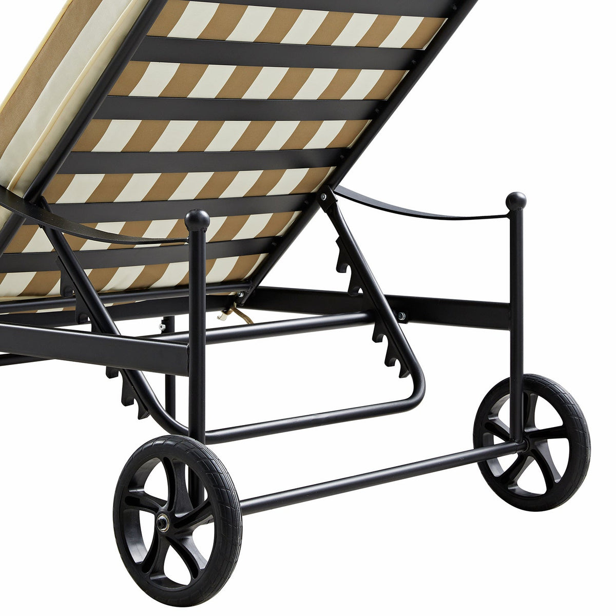 Haymes Metal Sun Lounger with Wheels, Khaki Stripe — view 7