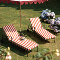 Haymes Metal Sun Lounger with Wheels, Scarlet Stripe — garden chair from 2nd Time Around