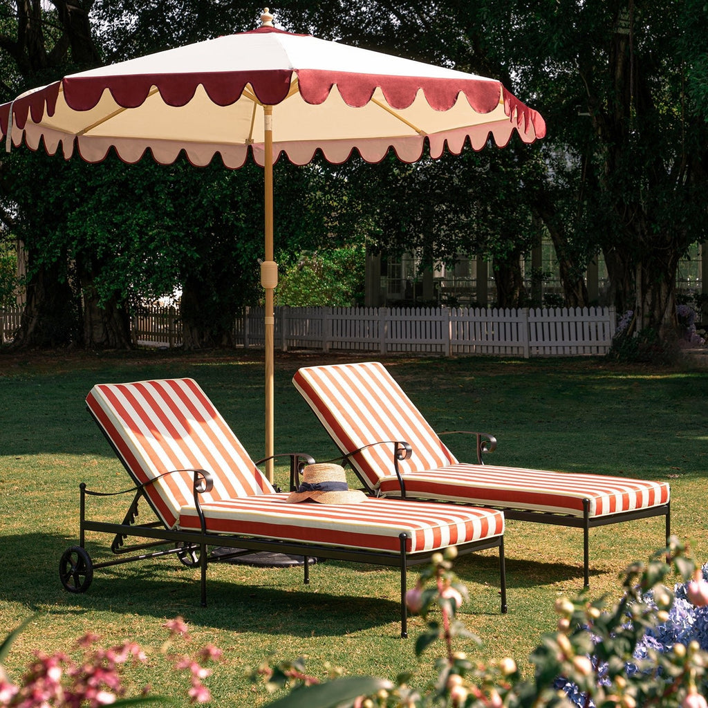 Haymes Metal Sun Lounger with Wheels, Scarlet Stripe — view 2