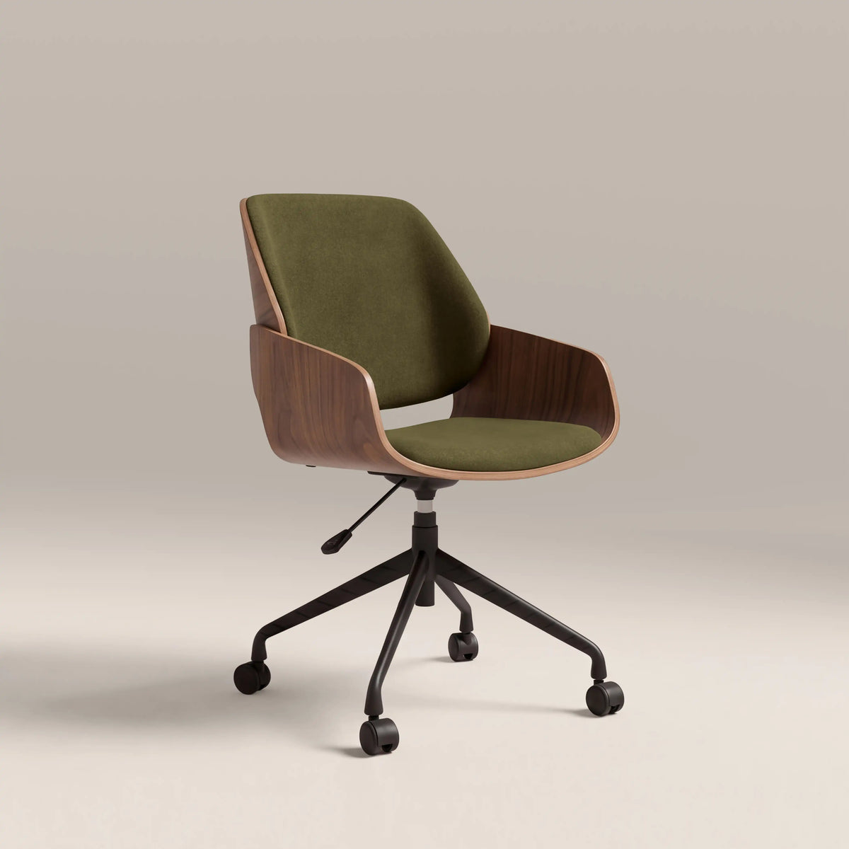 Franklin Office Chair | Moss Green Sustainable Mohair Velvet & Walnut — office chair from 2nd Time Around