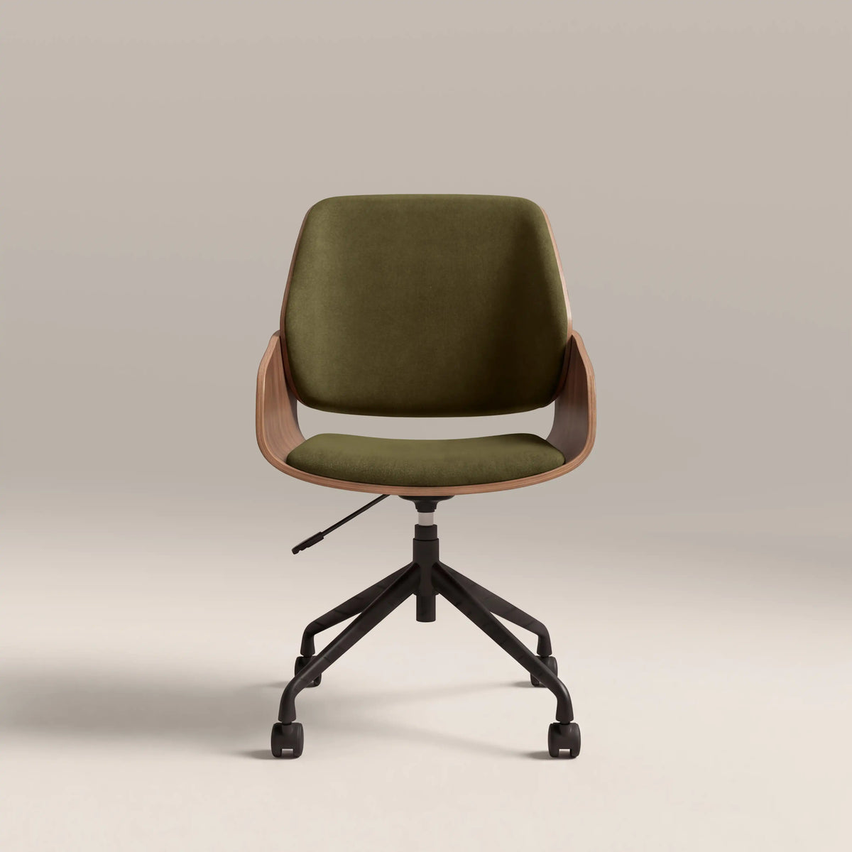 Franklin Office Chair | Moss Green Sustainable Mohair Velvet & Walnut — view 2