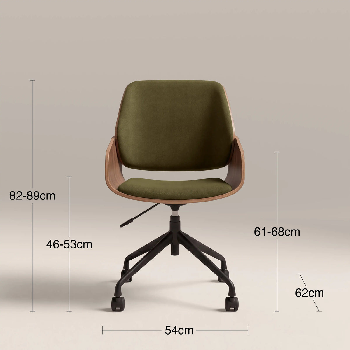 Franklin Office Chair | Moss Green Sustainable Mohair Velvet & Walnut — view 6