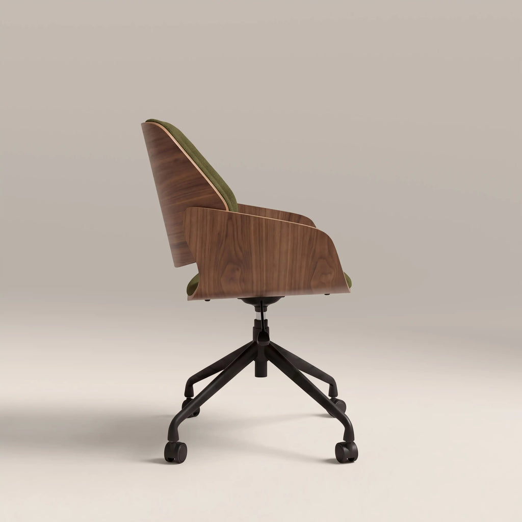 Franklin Office Chair | Moss Green Sustainable Mohair Velvet & Walnut — view 4