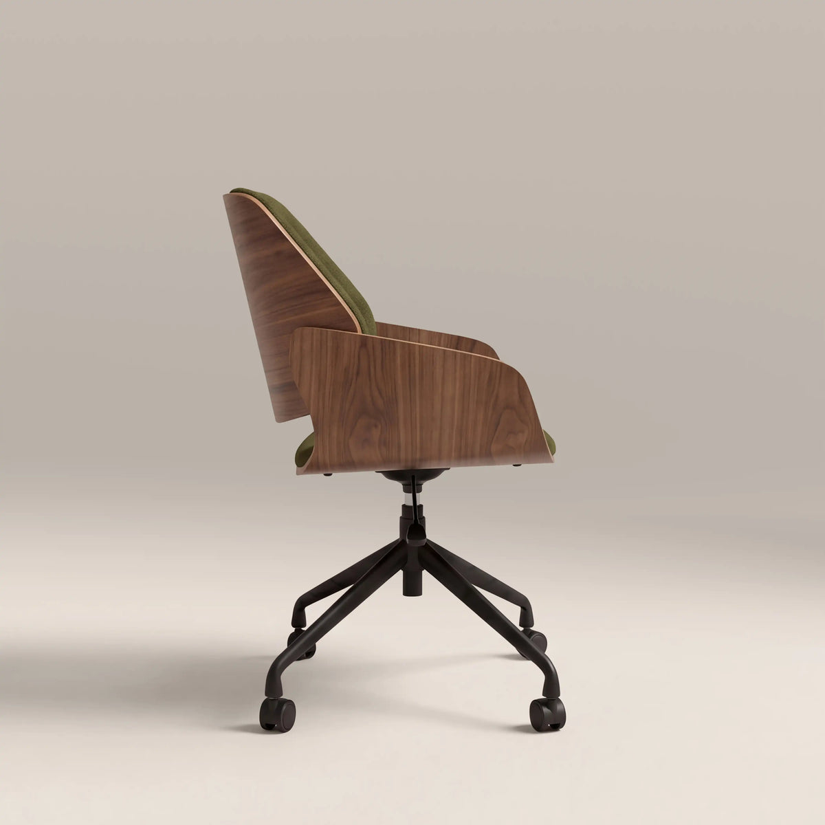 Franklin Office Chair | Moss Green Sustainable Mohair Velvet & Walnut — view 4