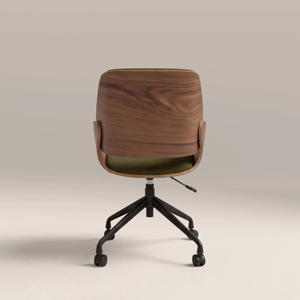 Franklin Office Chair | Moss Green Sustainable Mohair Velvet & Walnut — view 5