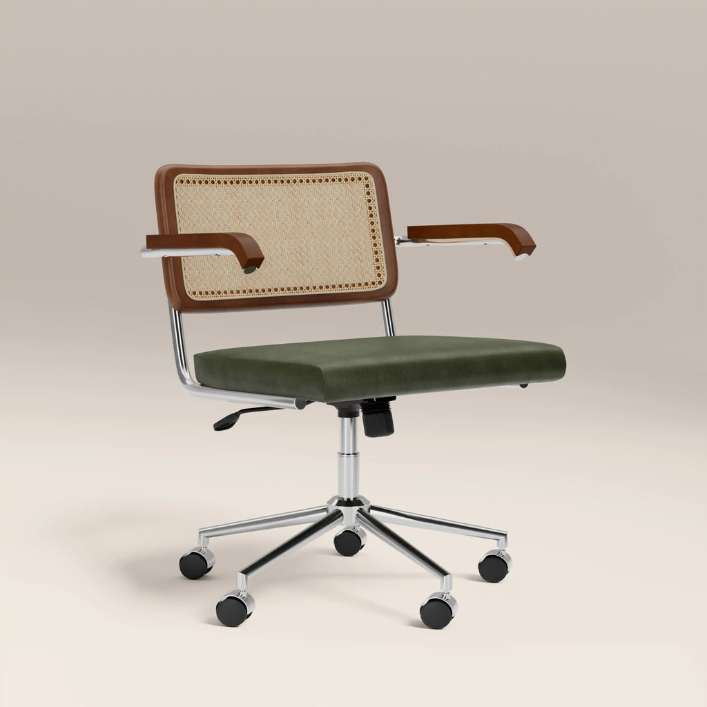 Kenton Office Chair | Vintage Green Faux Leather & Chrome — view 2