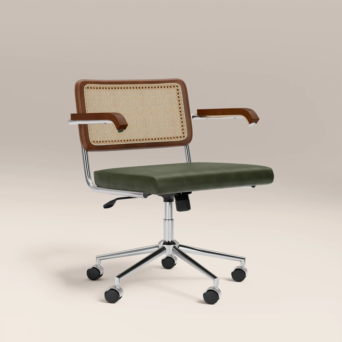 Kenton Office Chair | Vintage Green Faux Leather & Chrome — view 2