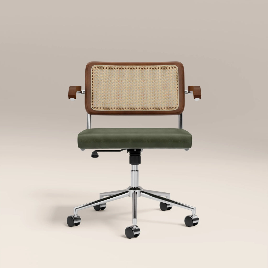 Kenton Office Chair | Vintage Green Faux Leather & Chrome — view 3