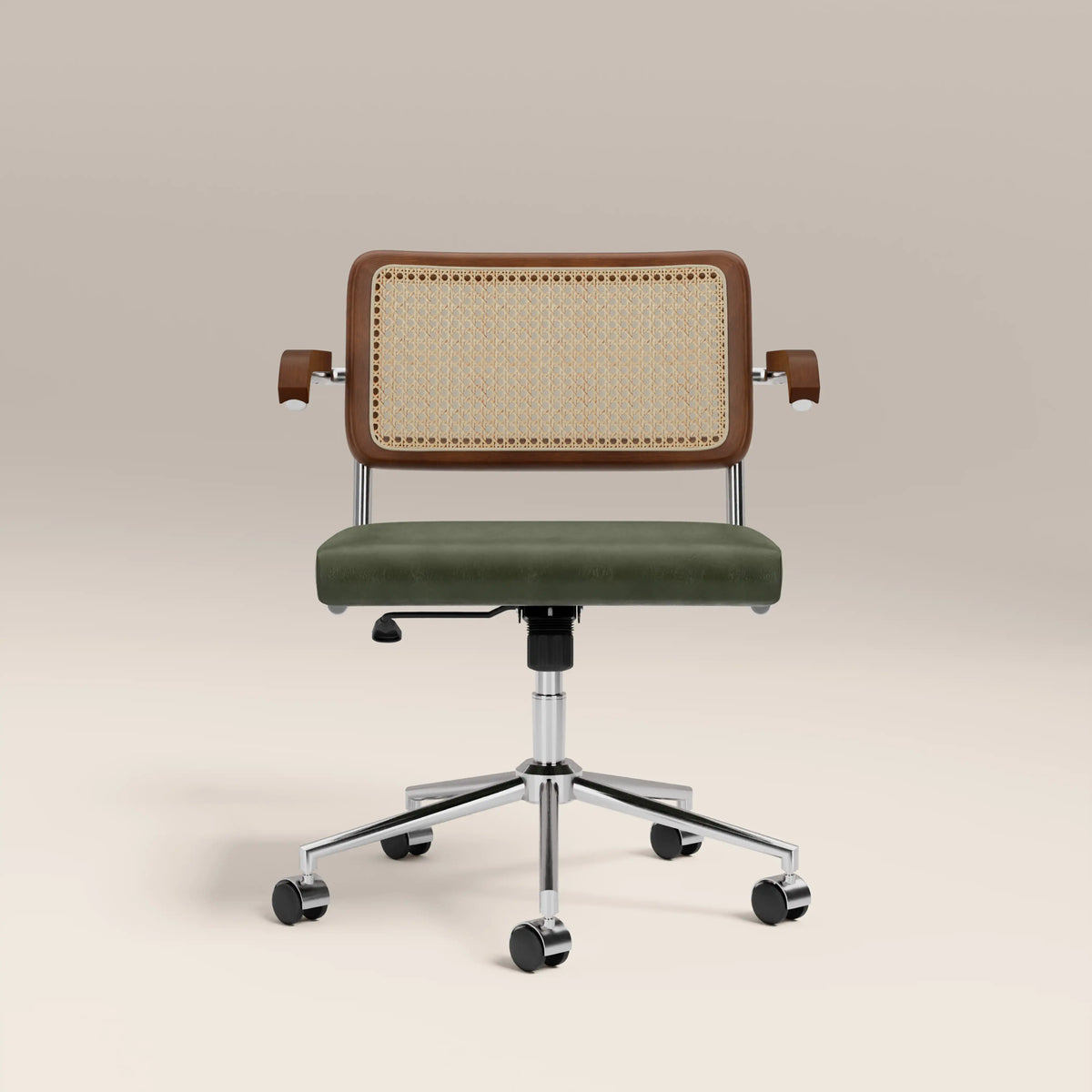 Kenton Office Chair | Vintage Green Faux Leather & Chrome — view 3