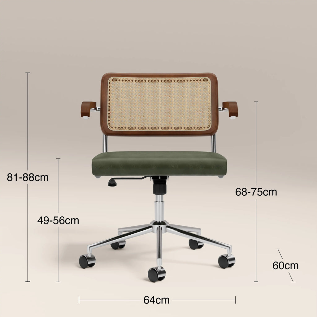 Kenton Office Chair | Vintage Green Faux Leather & Chrome — view 7