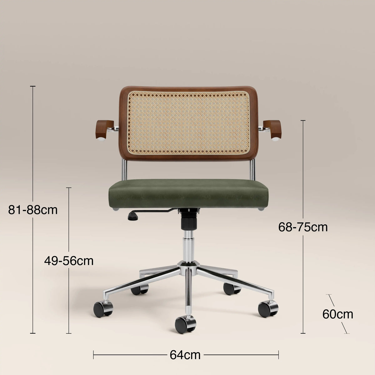 Kenton Office Chair | Vintage Green Faux Leather & Chrome — view 7